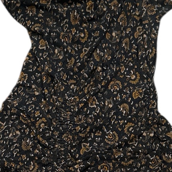 Veronica Beard Revolve Gretna Black Floral Print Ruched Mock Neck Dress Size M - Picture 5 of 12